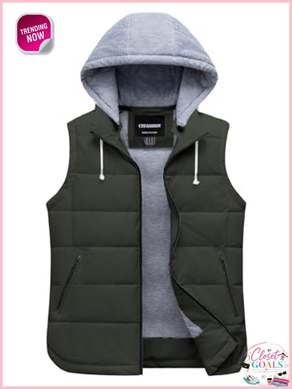 Women's Quilted Puffer Vest Sleeveless Winter Jacket Removable Hood